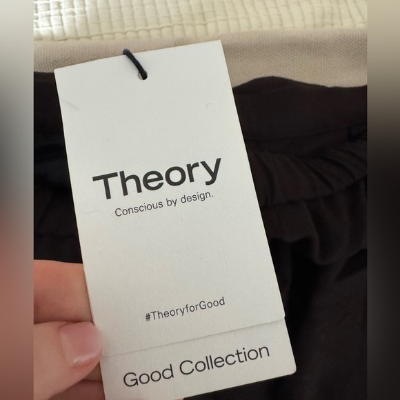 THEORY 100% Virgin Wool Wide Leg Clean St Pull On Sleek Flannel Brown Pants NWT - Picture 5 of 8